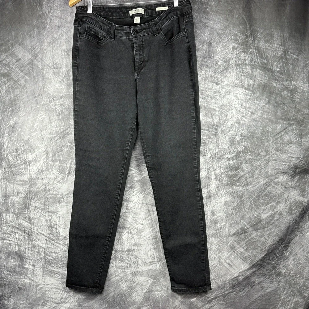 Vintage America Blues Boho Skinny Jeans Womens 12R Waist 31 Black